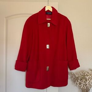 Vintage Red Wool Blend Winter Coat | Size 14 (P2P 24”)